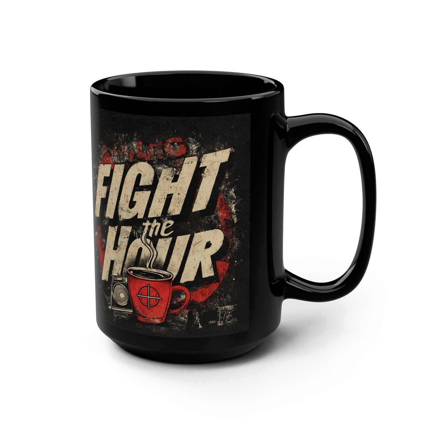 Bold Coffee Mug, Humor Gift, Fight the Hair, Black 15oz Mug, Unique Kitchen Decor, Funner Coffee Experience