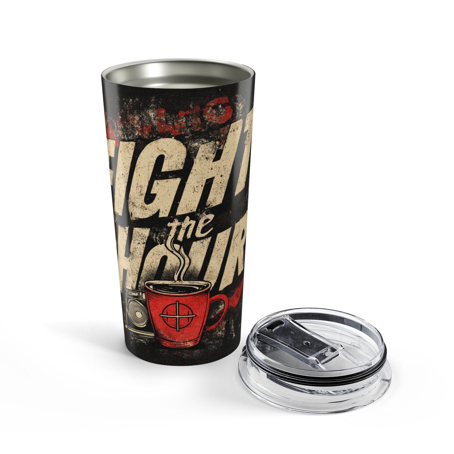Coffee Lover's 20oz Tumbler - 'Fight the Hour' Insulated Drinkware, Travel Cup, Gift for Coffee Enthusiasts, Unique Home Barware