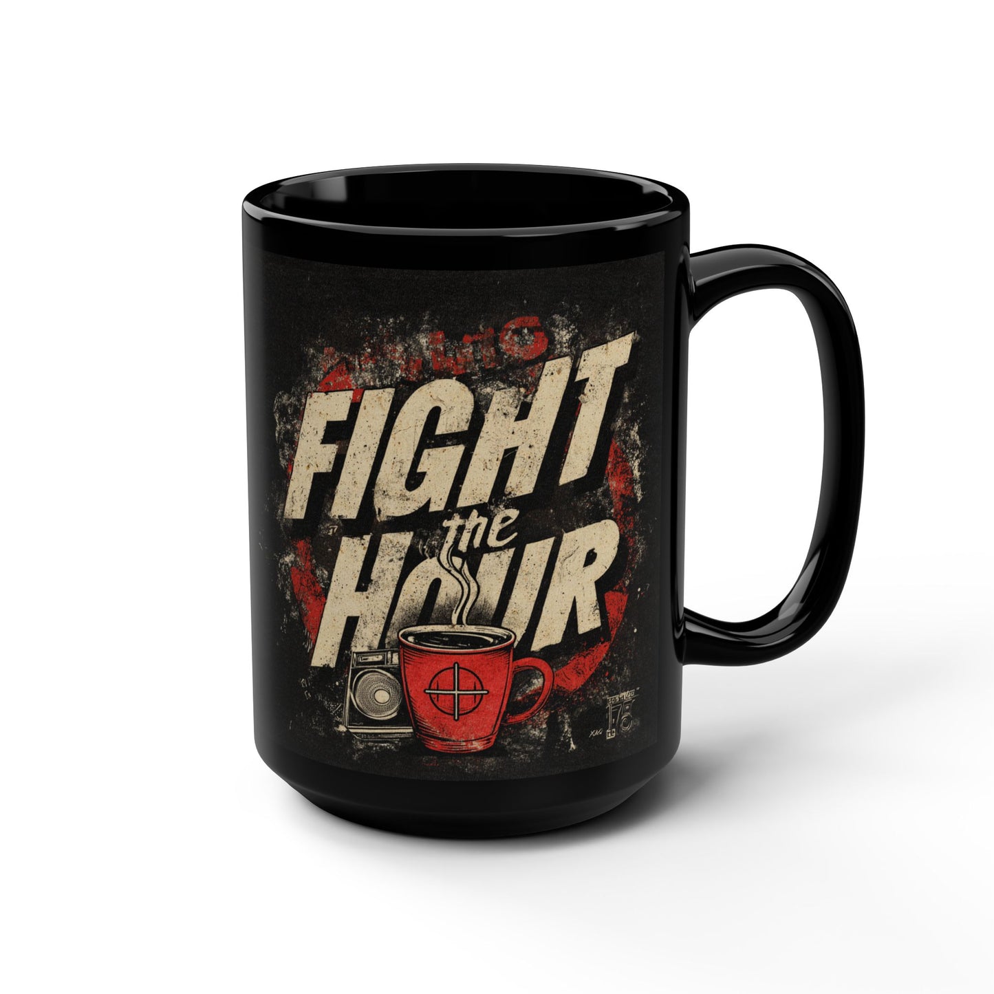 Bold Coffee Mug, Humor Gift, Fight the Hair, Black 15oz Mug, Unique Kitchen Decor, Funner Coffee Experience