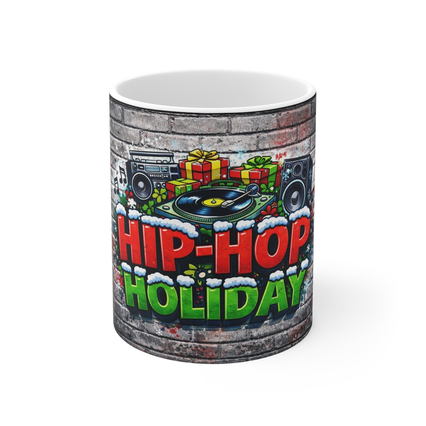 Hip-Hop Holiday Coffee Mug — 11oz Festive DJ Graffiti Music Gift