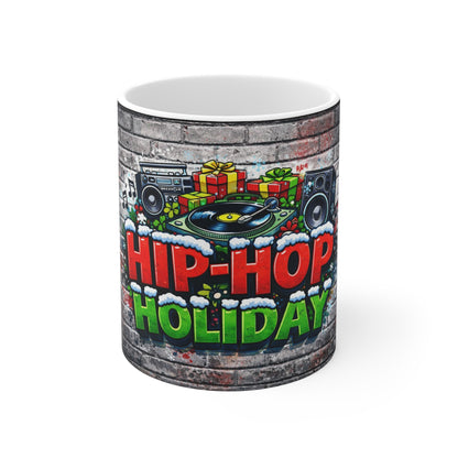 Hip-Hop Holiday Coffee Mug — 11oz Festive DJ Graffiti Music Gift