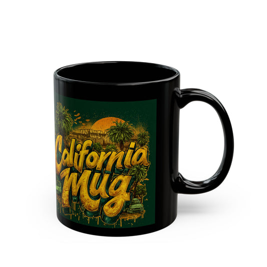 California Mug - Black Coffee Cup, 11oz