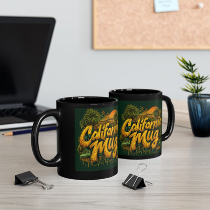 California Mug - Black Coffee Cup, 11oz