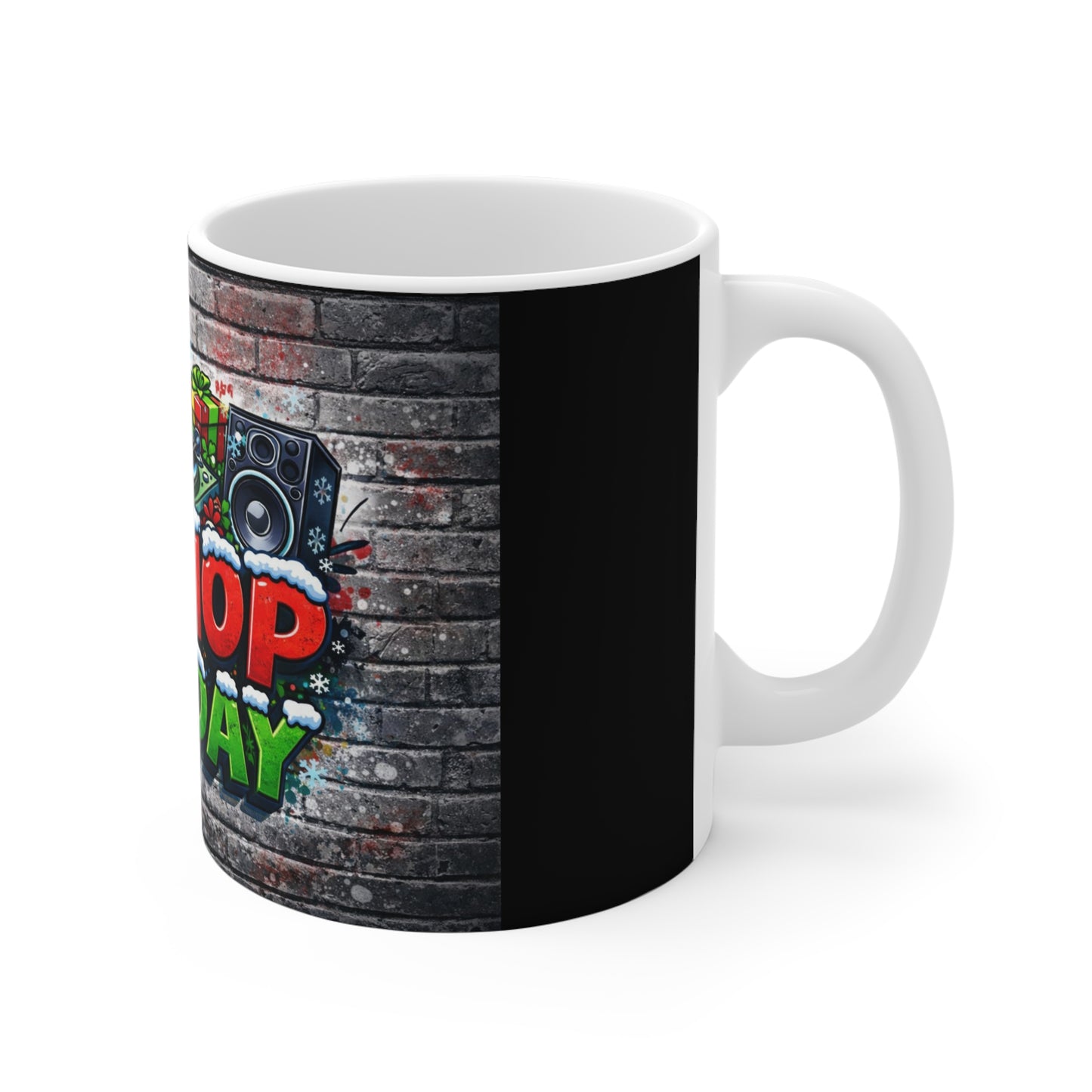 Hip-Hop Holiday Coffee Mug — 11oz Festive DJ Graffiti Music Gift