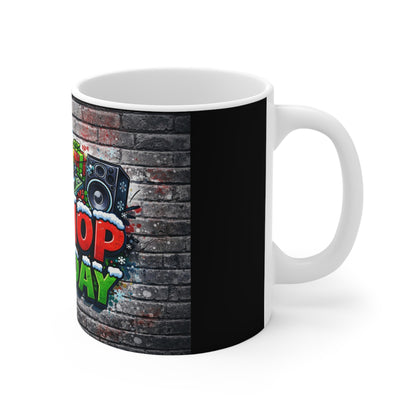 Hip-Hop Holiday Coffee Mug — 11oz Festive DJ Graffiti Music Gift