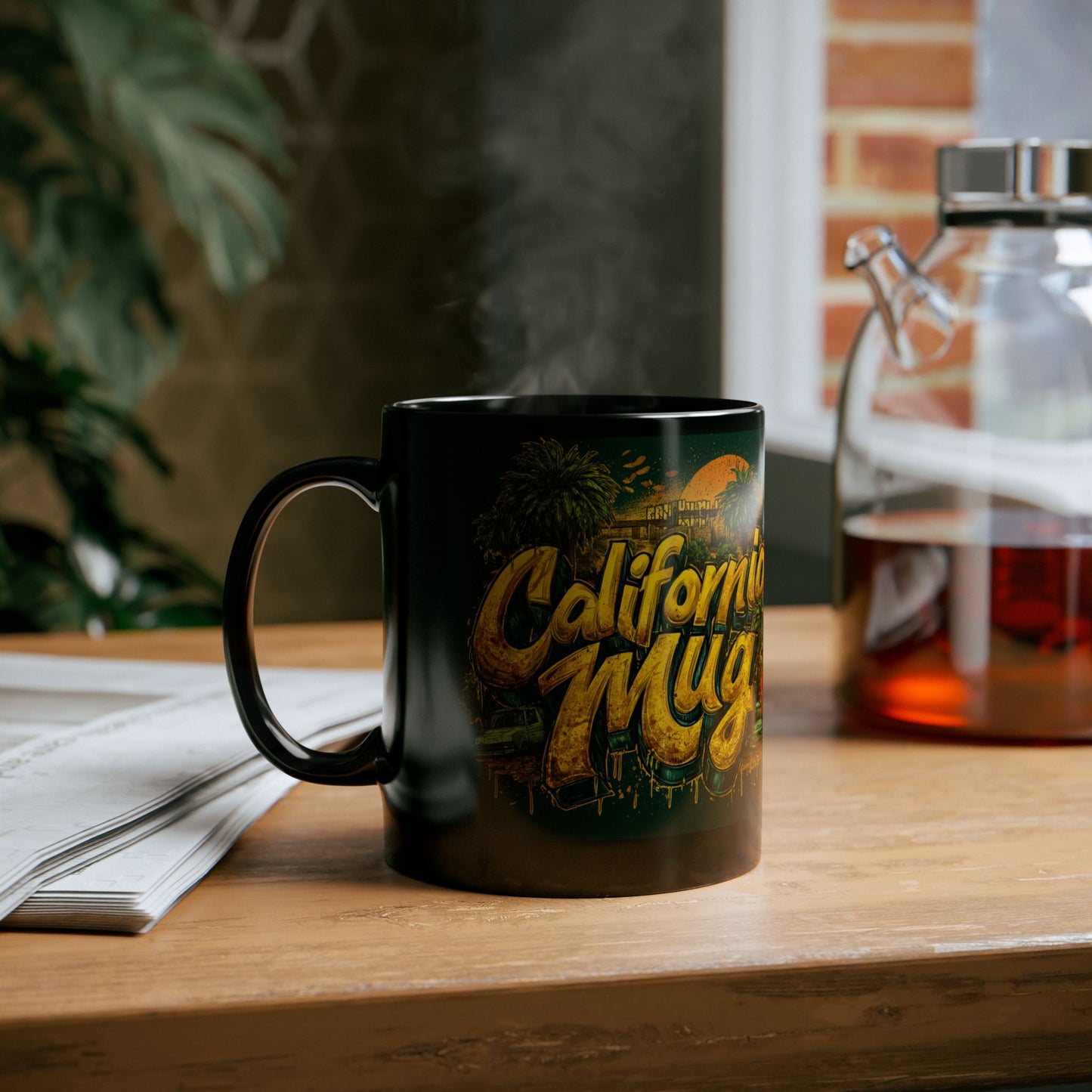 California Mug - Black Coffee Cup, 11oz