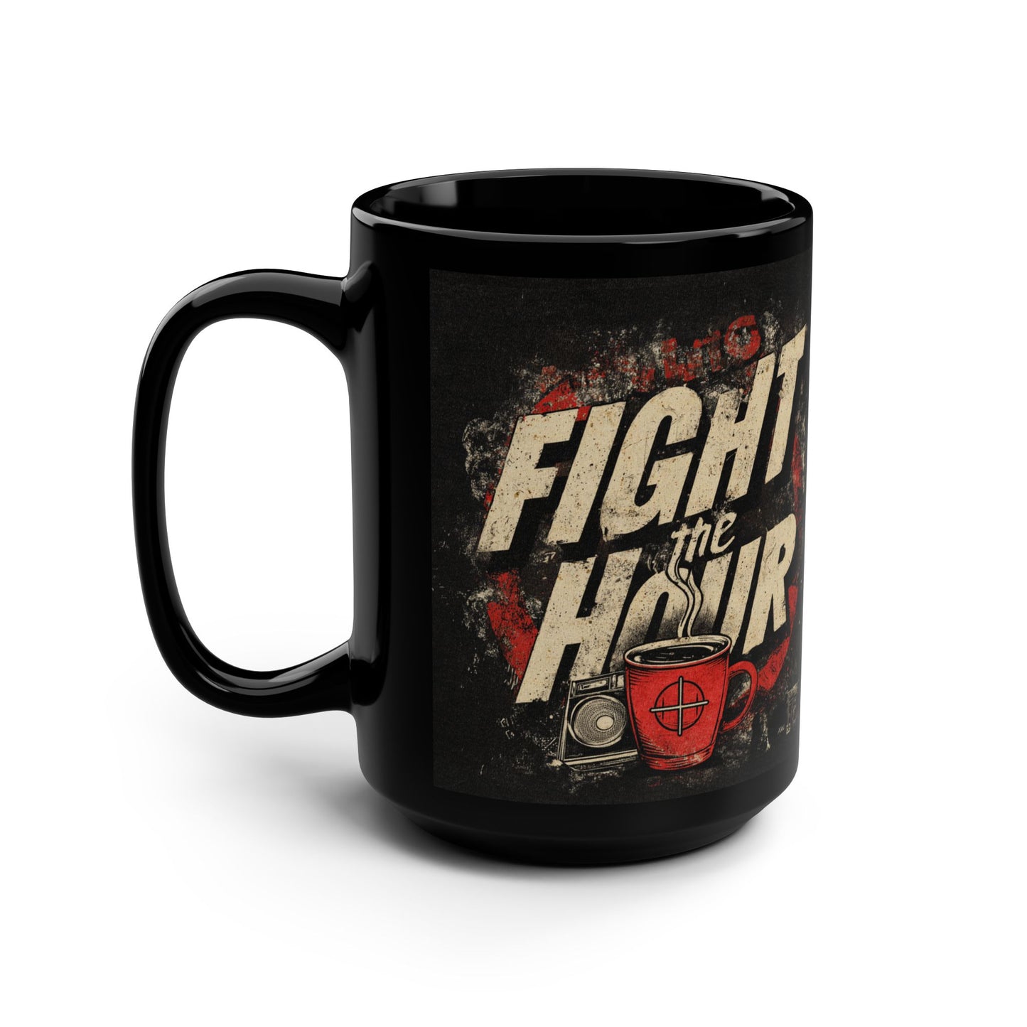 Bold Coffee Mug, Humor Gift, Fight the Hair, Black 15oz Mug, Unique Kitchen Decor, Funner Coffee Experience
