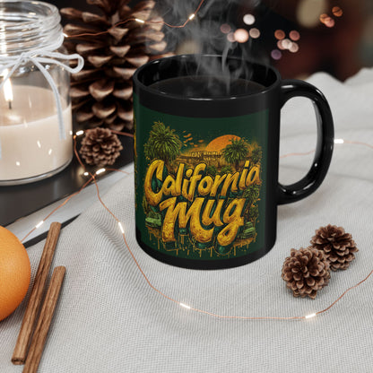California Mug - Black Coffee Cup, 11oz